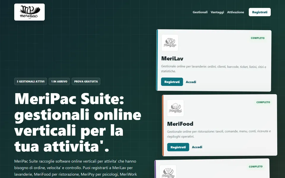 Anteprima del sito MeriPacSuite